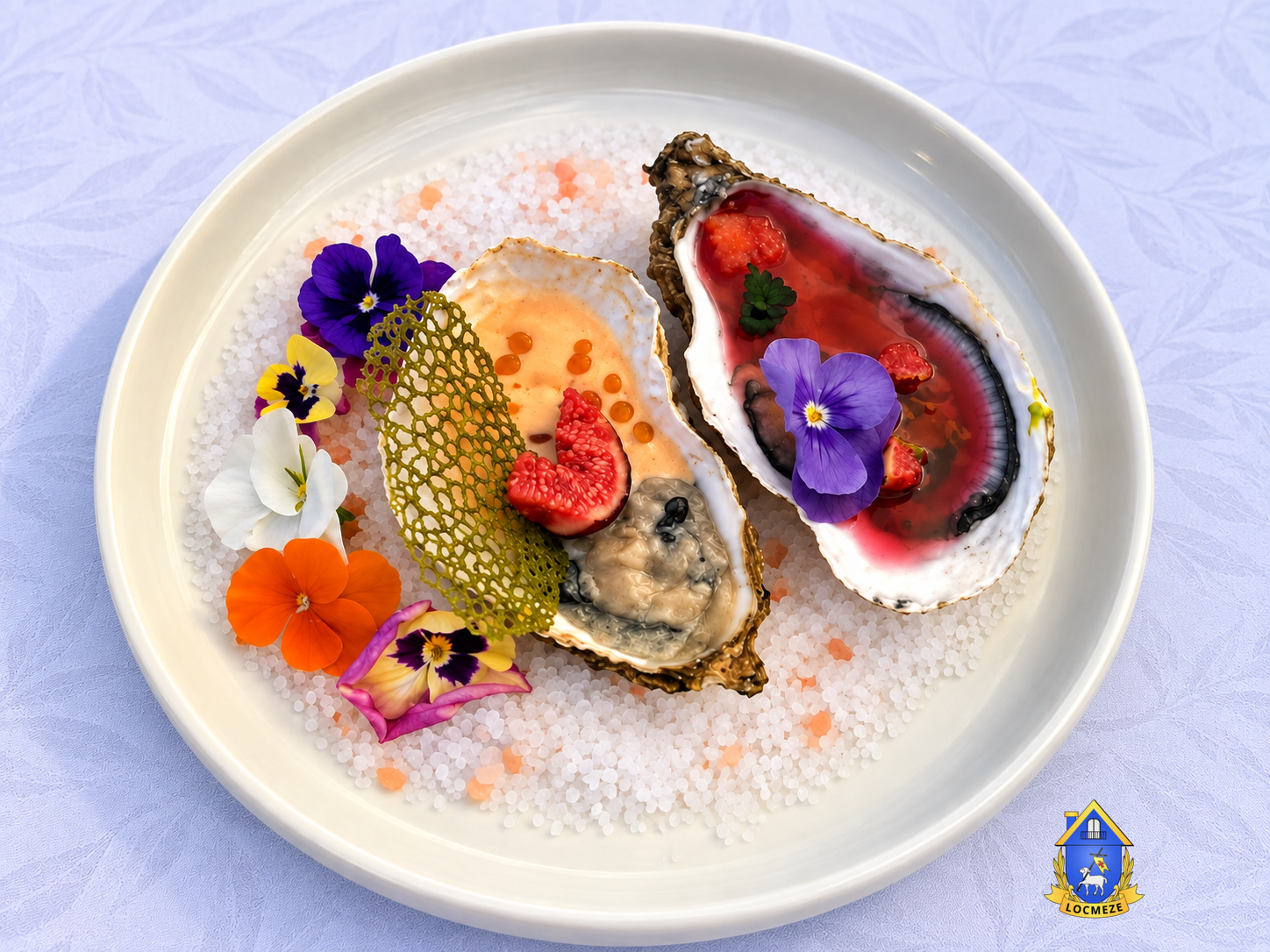 Deux huîtres cuisinées aux fleurs comestibles au Mondial de l’Huître à Mèze