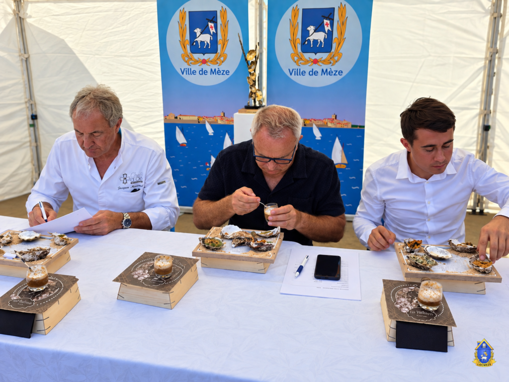 Jacques Mazerand et Thierry Baeza lors du jury du Mondial de l’Huître à Mèze
