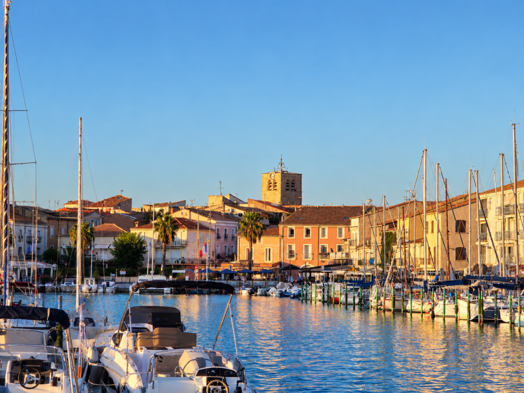 Vue du port de Mèze et du centre-ville