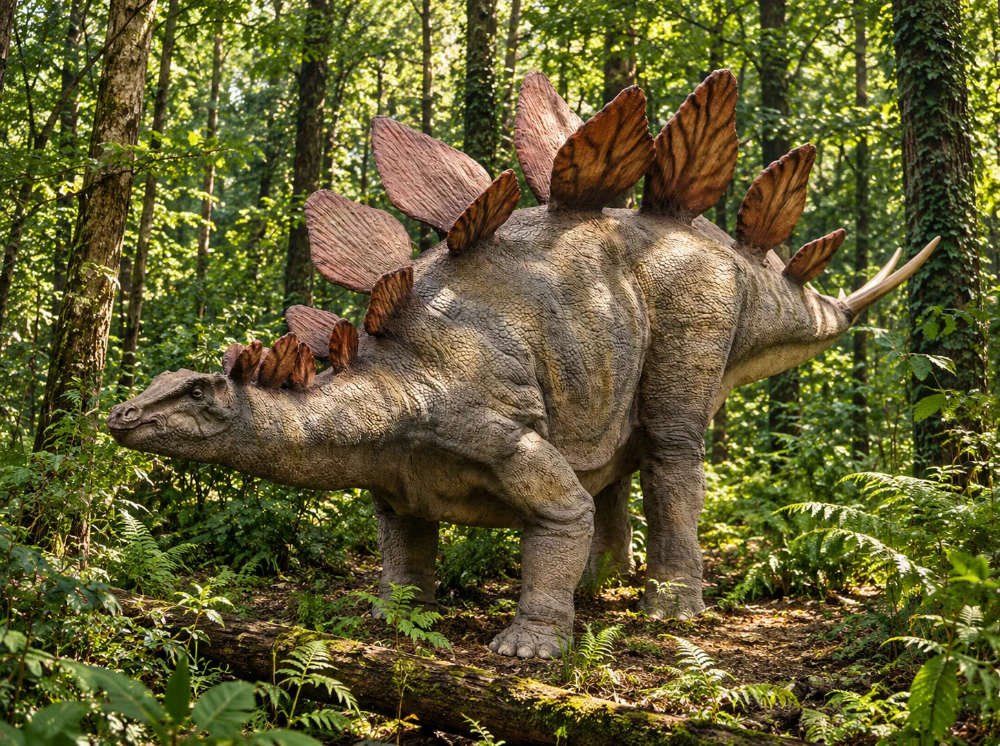 Illustration d’un stégosaure pour le parc des dinosaures de Mèze