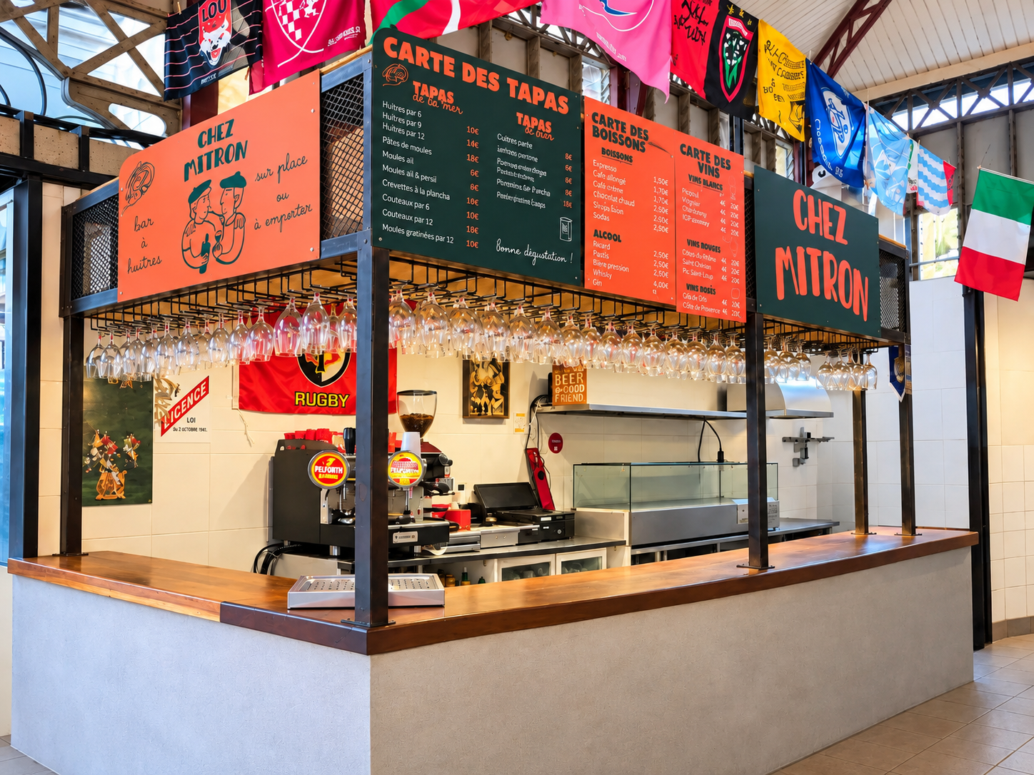 Chez Mitron, bar à huîtres et tapas aux Halles de Mèze