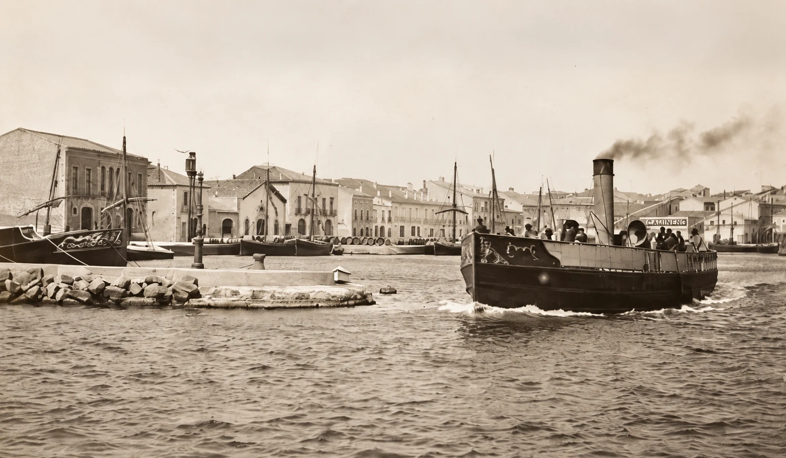 Historic steamship in Mèze harbour