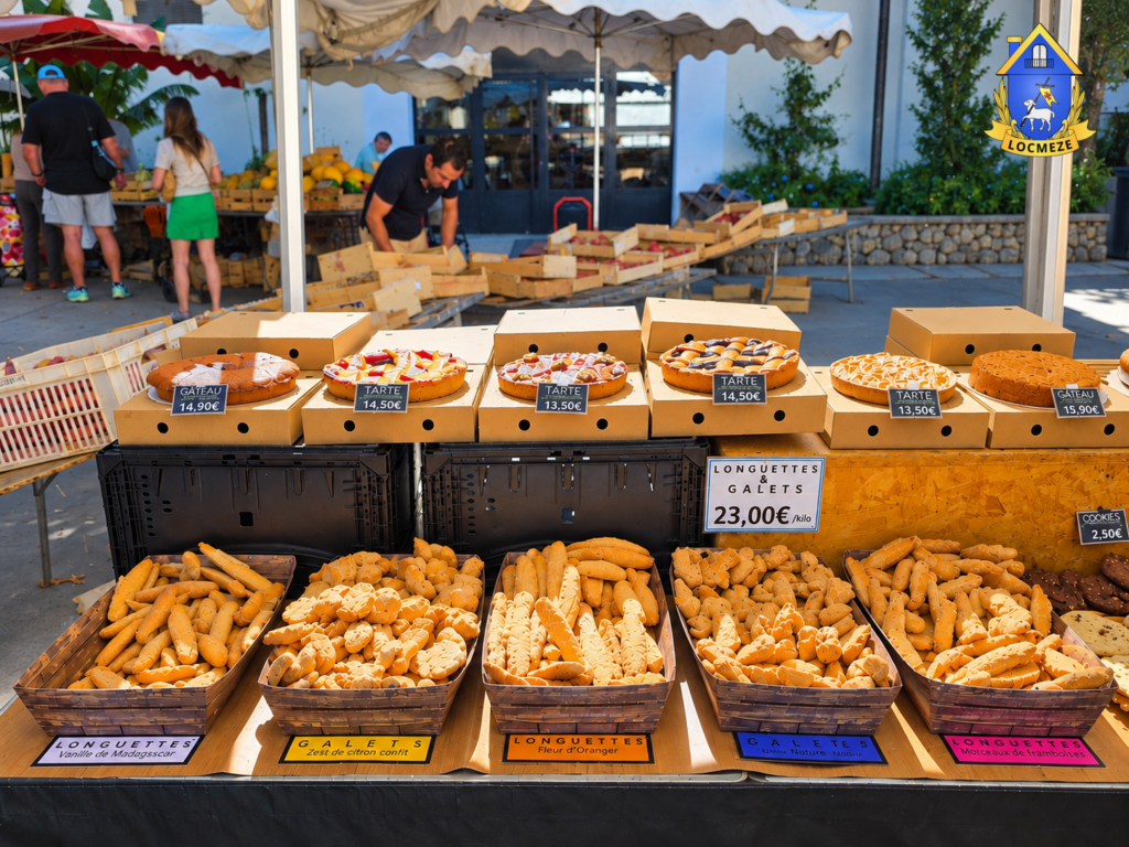 Biscuits et gâteaux artisanaux au marché de Mèze